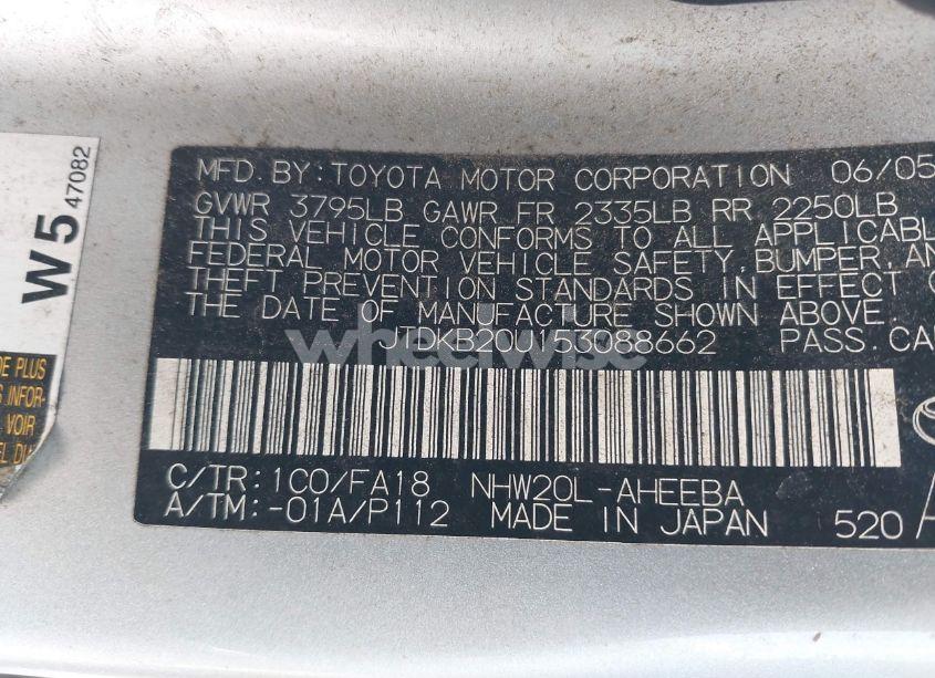 Photo 9 of 2005 Toyota Prius (VIN JTDKB20U153088662)
