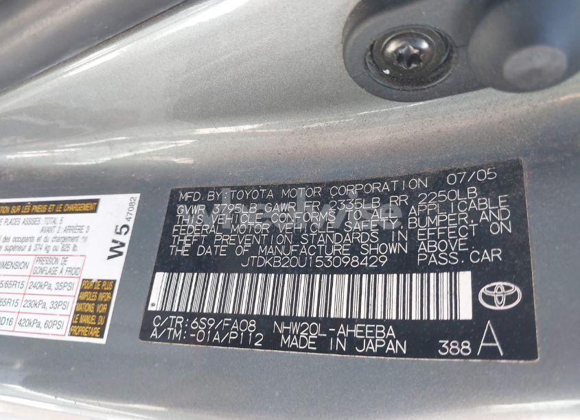 Photo 9 of 2005 Toyota Prius (VIN JTDKB20U153098429)