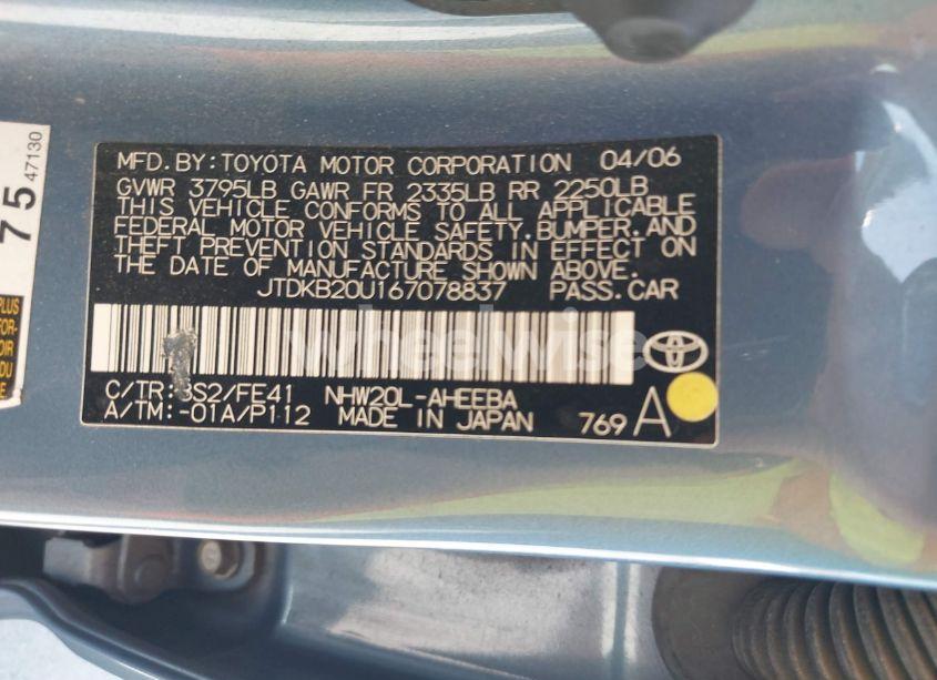 Photo 9 of 2006 Toyota Prius (VIN JTDKB20U167078837)