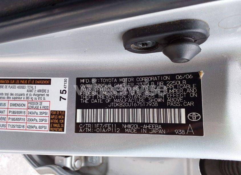 Photo 9 of 2006 Toyota Prius (VIN JTDKB20U167517938)