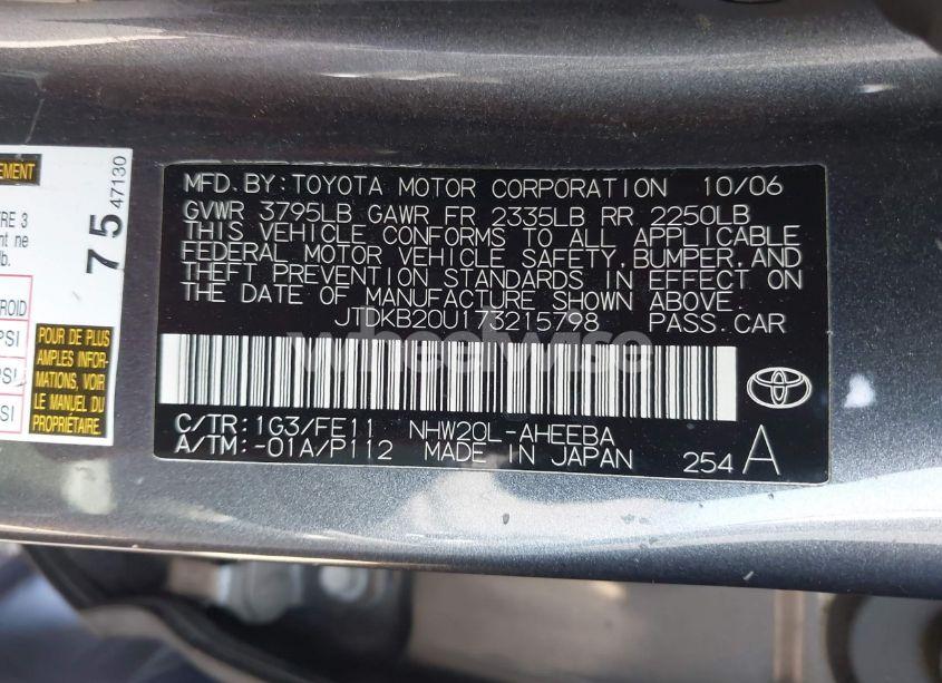 Photo 9 of 2007 Toyota Prius (VIN JTDKB20U173215798)