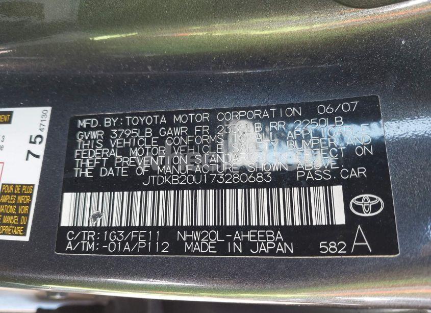 Photo 9 of 2007 Toyota Prius (VIN JTDKB20U173280683)