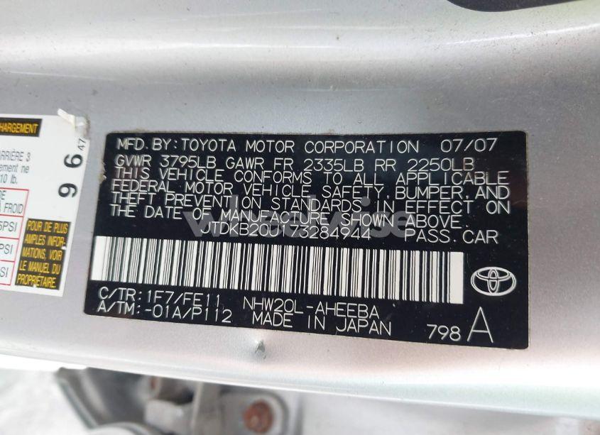 Photo 9 of 2007 Toyota Prius TOURING (VIN JTDKB20U173284944)