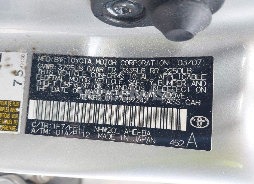 Photo 9 of 2007 Toyota Prius (VIN JTDKB20U177089242)