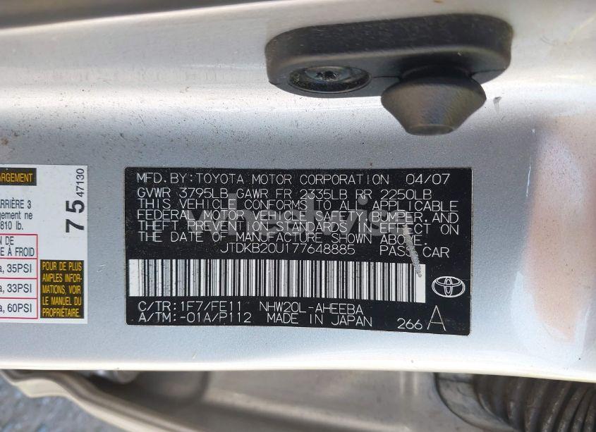 Photo 9 of 2007 Toyota Prius (VIN JTDKB20U177648885)