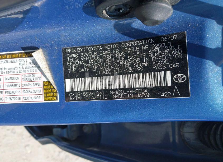 Photo 9 of 2007 Toyota Prius (VIN JTDKB20U177680199)