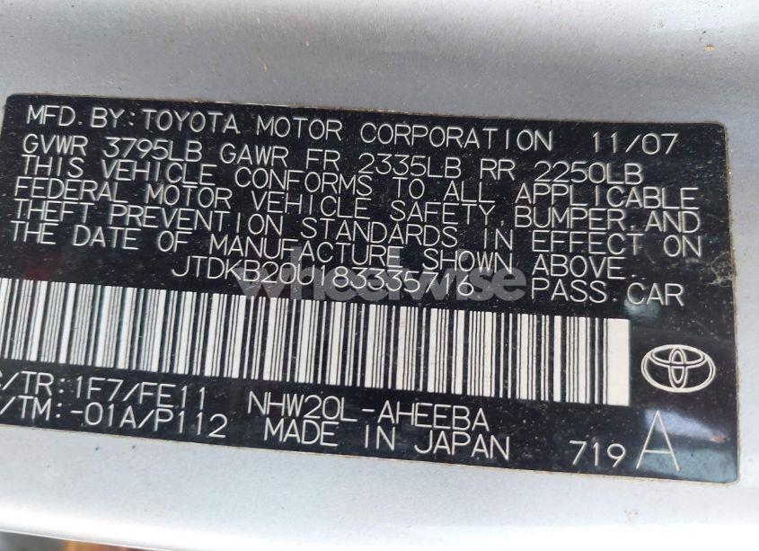 Photo 9 of 2008 Toyota Prius (VIN JTDKB20U183335716)
