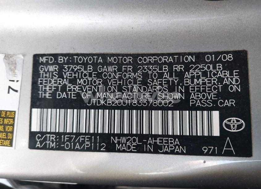 Photo 9 of 2008 Toyota Prius (VIN JTDKB20U183378002)