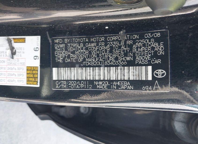 Photo 9 of 2008 Toyota Prius TOURING (VIN JTDKB20U183403366)