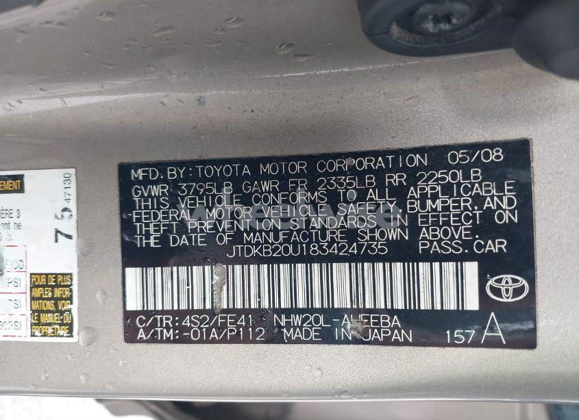 Photo 9 of 2008 Toyota Prius (VIN JTDKB20U183424735)