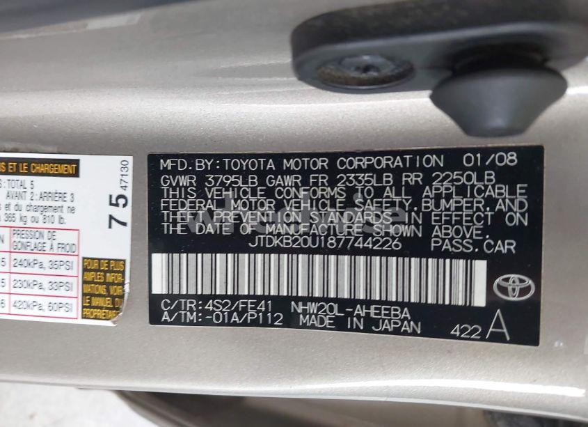Photo 9 of 2008 Toyota Prius (VIN JTDKB20U187744226)