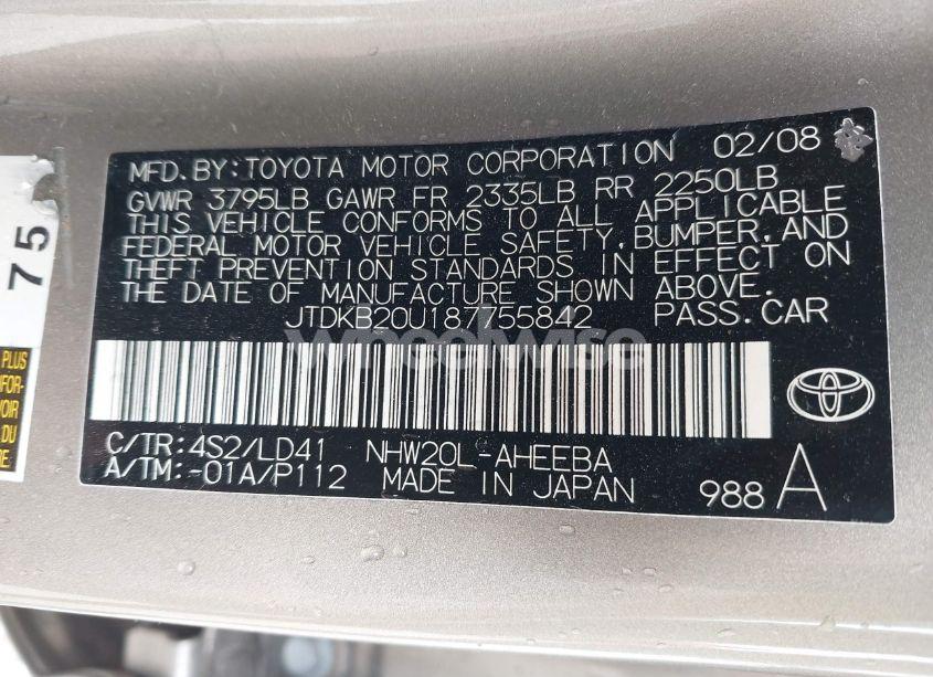 Photo 9 of 2008 Toyota Prius (VIN JTDKB20U187755842)