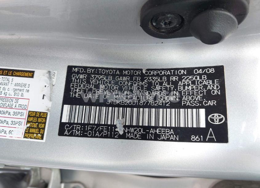 Photo 9 of 2008 Toyota Prius (VIN JTDKB20U187782412)