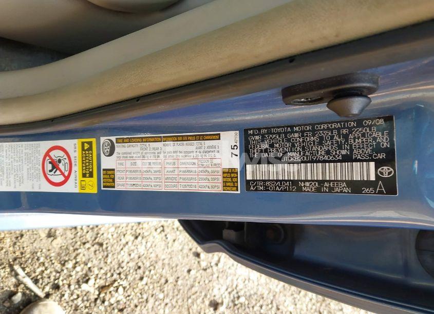 Photo 9 of 2009 Toyota Prius (VIN JTDKB20U197840634)