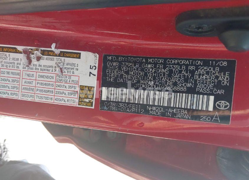 Photo 9 of 2009 Toyota Prius (VIN JTDKB20U197858888)