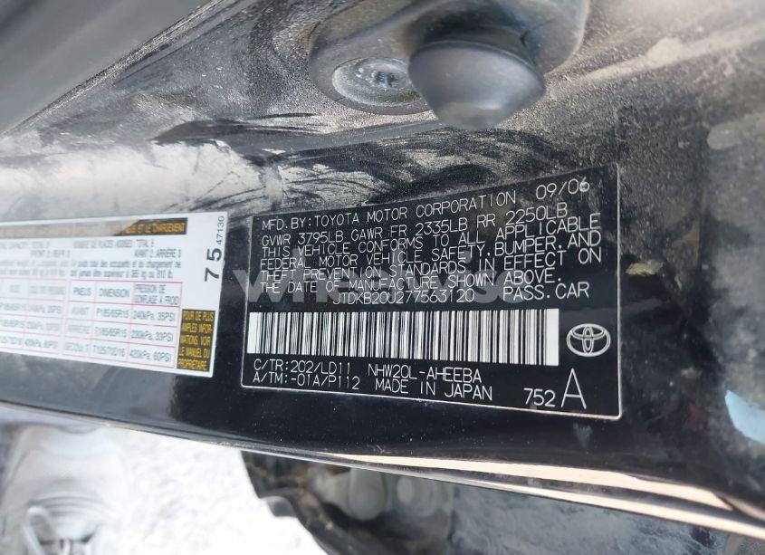 Photo 9 of 2007 Toyota Prius (VIN JTDKB20U277563120)
