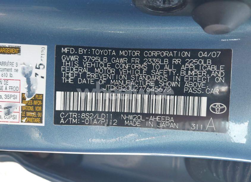 Photo 9 of 2007 Toyota Prius (VIN JTDKB20U277645672)