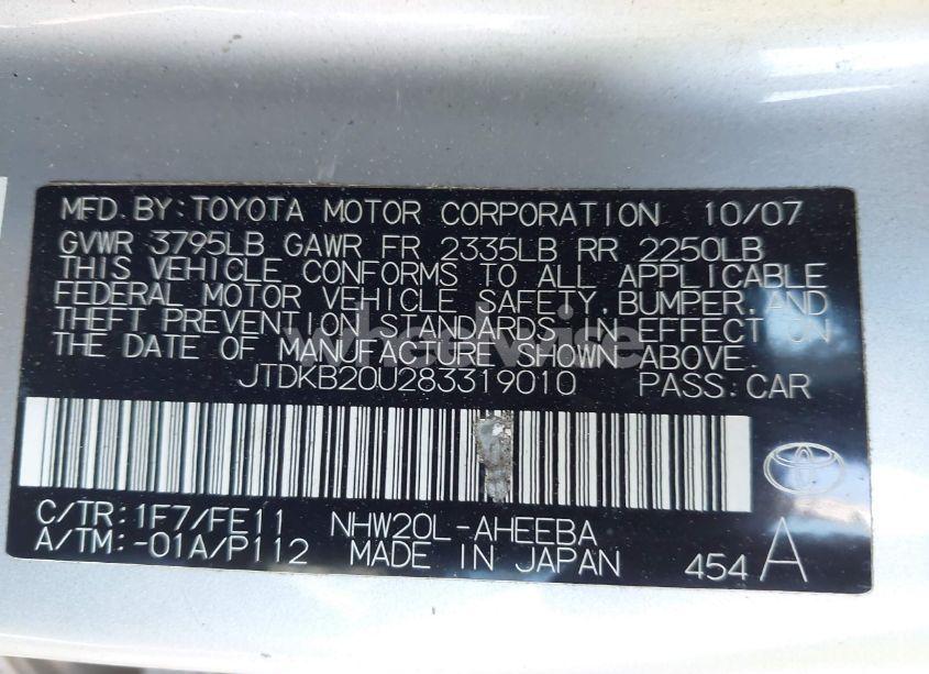 Photo 9 of 2008 Toyota Prius TOURING (VIN JTDKB20U283319010)