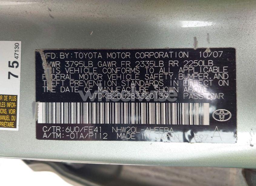 Photo 9 of 2008 Toyota Prius (VIN JTDKB20U283320139)