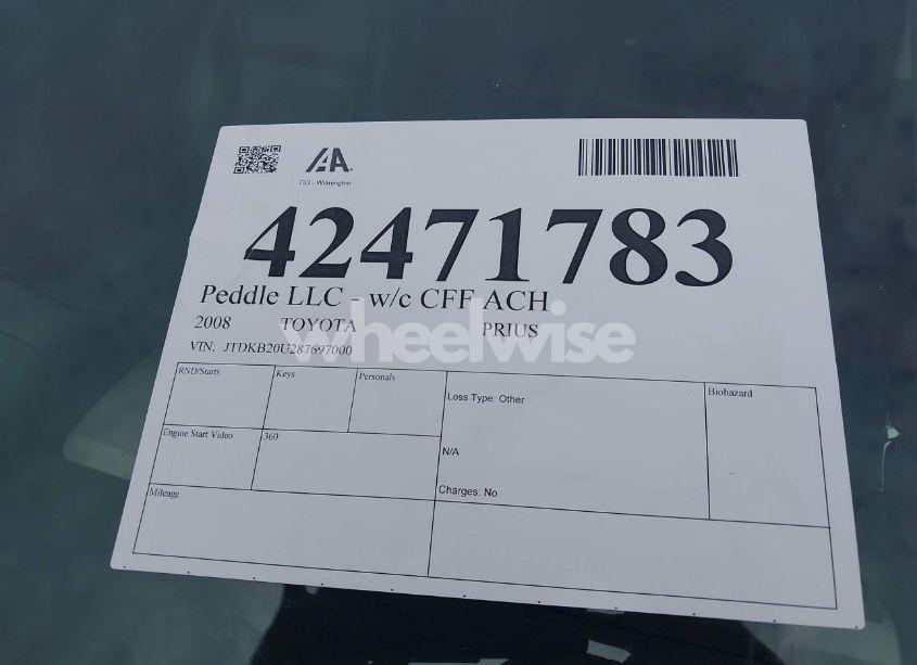 Photo 9 of 2008 Toyota Prius (VIN JTDKB20U287697000)