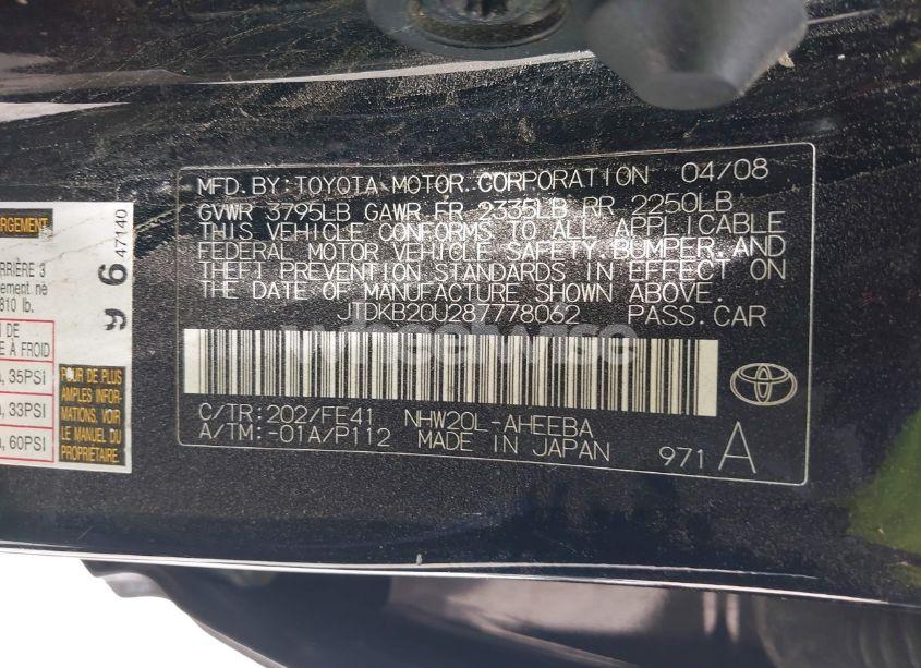 Photo 9 of 2008 Toyota Prius (VIN JTDKB20U287778062)