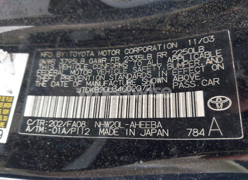 Photo 9 of 2004 Toyota Prius (VIN JTDKB20U340020721)