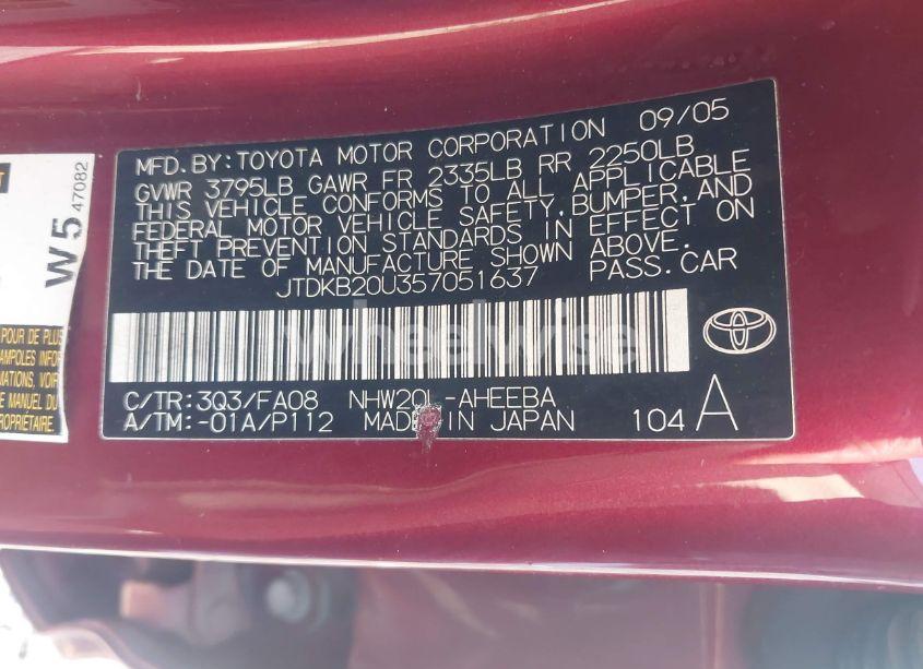 Photo 9 of 2005 Toyota Prius (VIN JTDKB20U357051637)