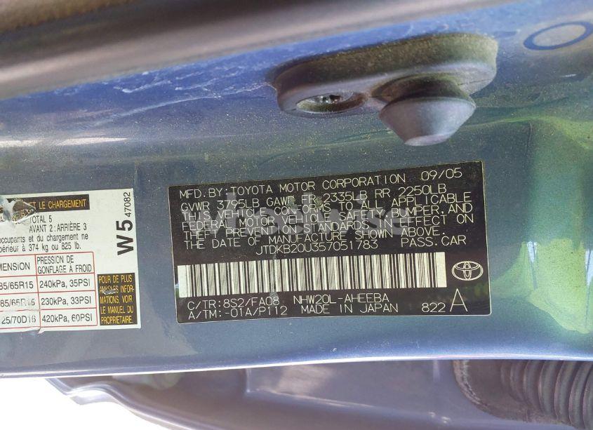 Photo 9 of 2005 Toyota Prius (VIN JTDKB20U357051783)