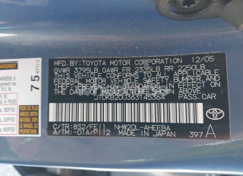 Photo 9 of 2006 Toyota Prius (VIN JTDKB20U363145364)