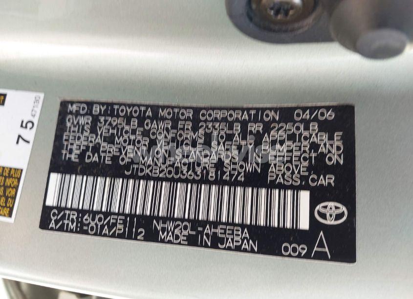 Photo 9 of 2006 Toyota Prius (VIN JTDKB20U363181474)