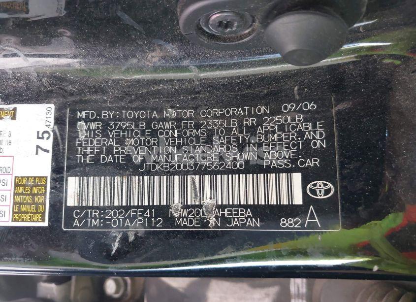 Photo 9 of 2007 Toyota Prius (VIN JTDKB20U377562400)