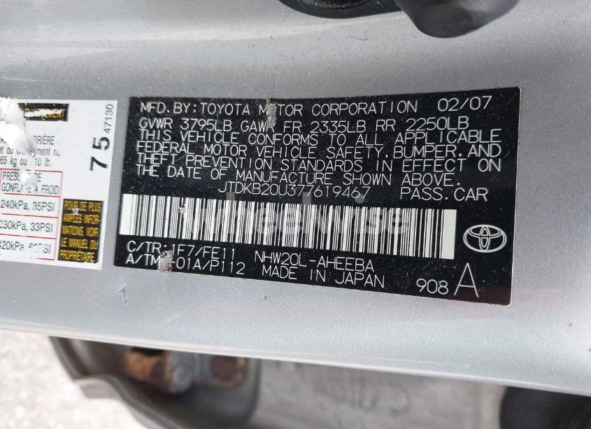 Photo 9 of 2007 Toyota Prius (VIN JTDKB20U377619467)