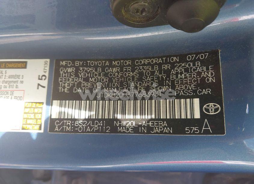 Photo 9 of 2007 Toyota Prius (VIN JTDKB20U377683931)