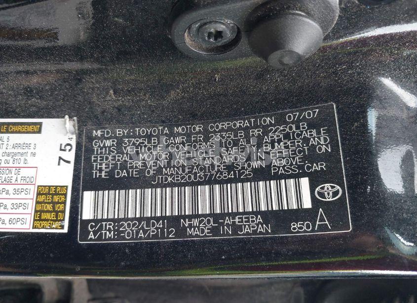 Photo 9 of 2007 Toyota Prius (VIN JTDKB20U377684125)