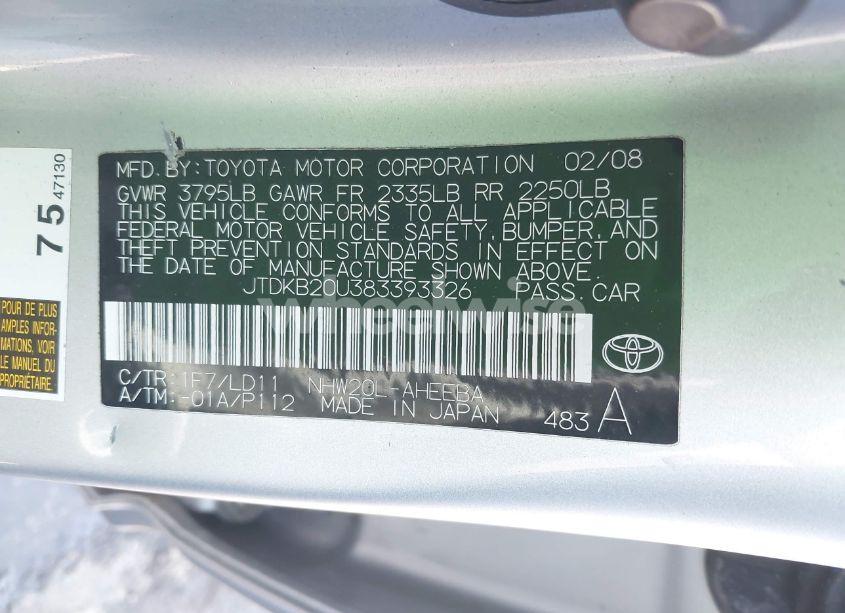 Photo 9 of 2008 Toyota Prius (VIN JTDKB20U383393326)