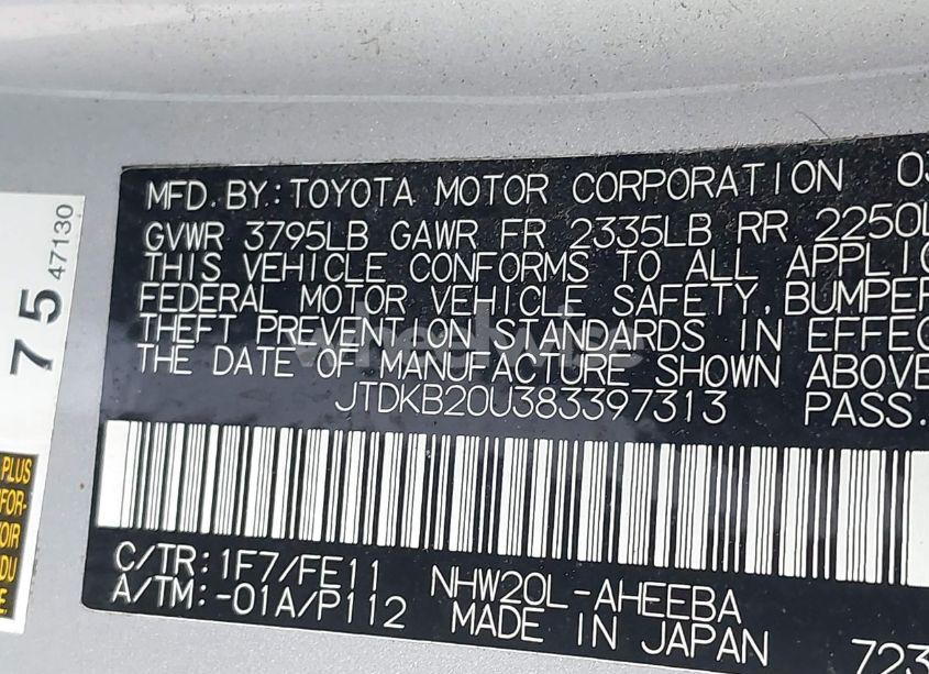 Photo 9 of 2008 Toyota Prius (VIN JTDKB20U383397313)