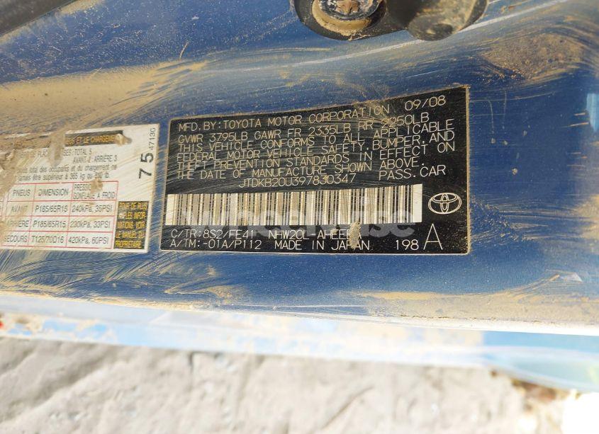 Photo 9 of 2009 Toyota Prius (VIN JTDKB20U397830347)