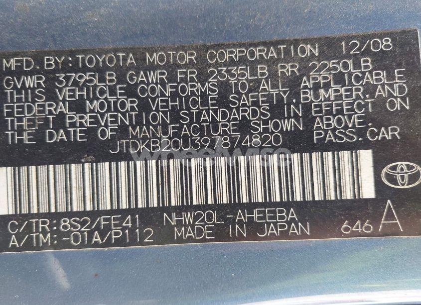 Photo 9 of 2009 Toyota Prius (VIN JTDKB20U397874820)