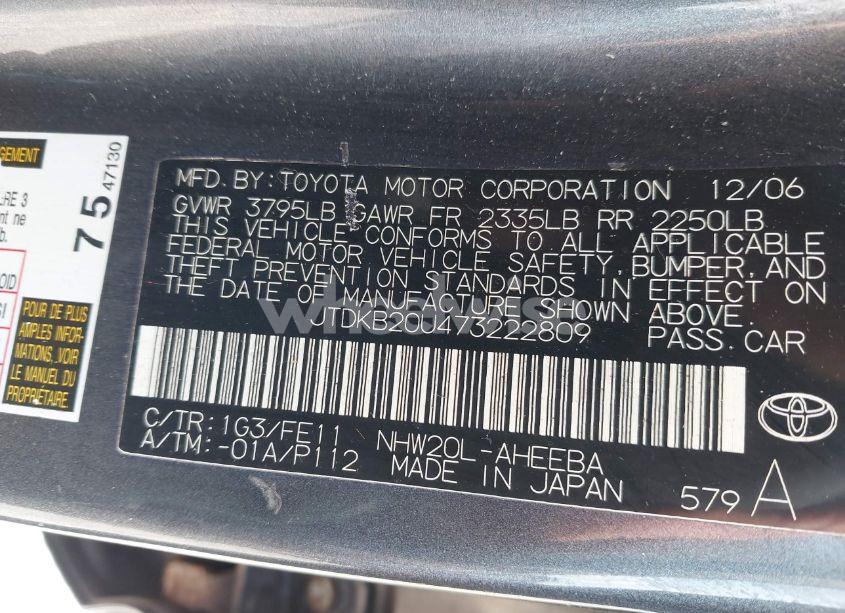 Photo 9 of 2007 Toyota Prius (VIN JTDKB20U473222809)