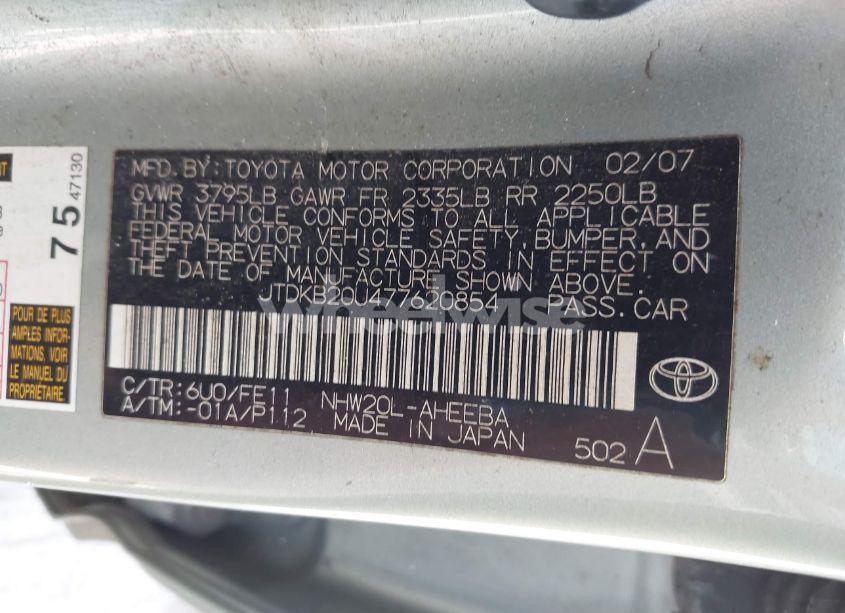 Photo 9 of 2007 Toyota Prius (VIN JTDKB20U477620854)