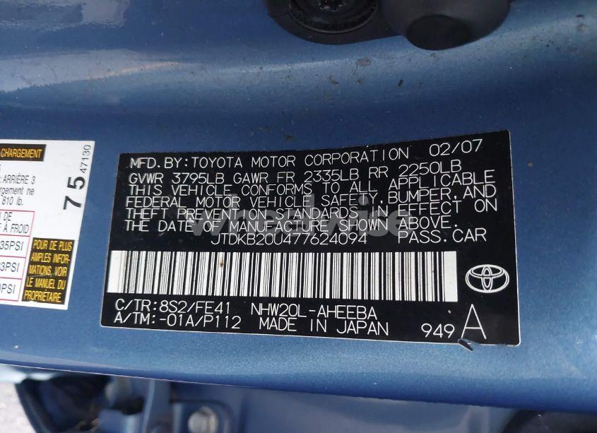 Photo 9 of 2007 Toyota Prius (VIN JTDKB20U477624094)