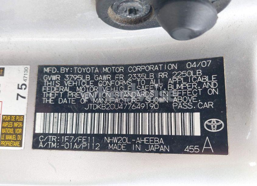 Photo 9 of 2007 Toyota Prius (VIN JTDKB20U477649190)