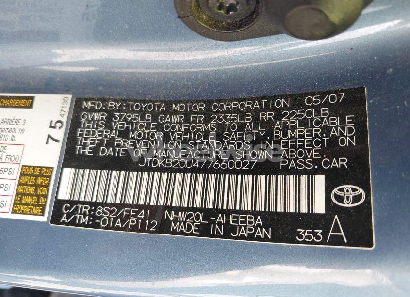 Photo 9 of 2007 Toyota Prius (VIN JTDKB20U477660027)