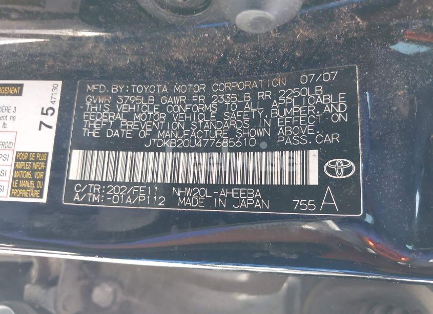 Photo 9 of 2007 Toyota Prius (VIN JTDKB20U477685610)