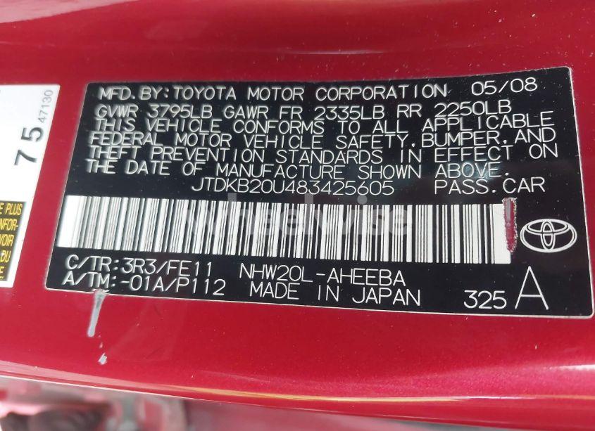 Photo 9 of 2008 Toyota Prius (VIN JTDKB20U483425605)