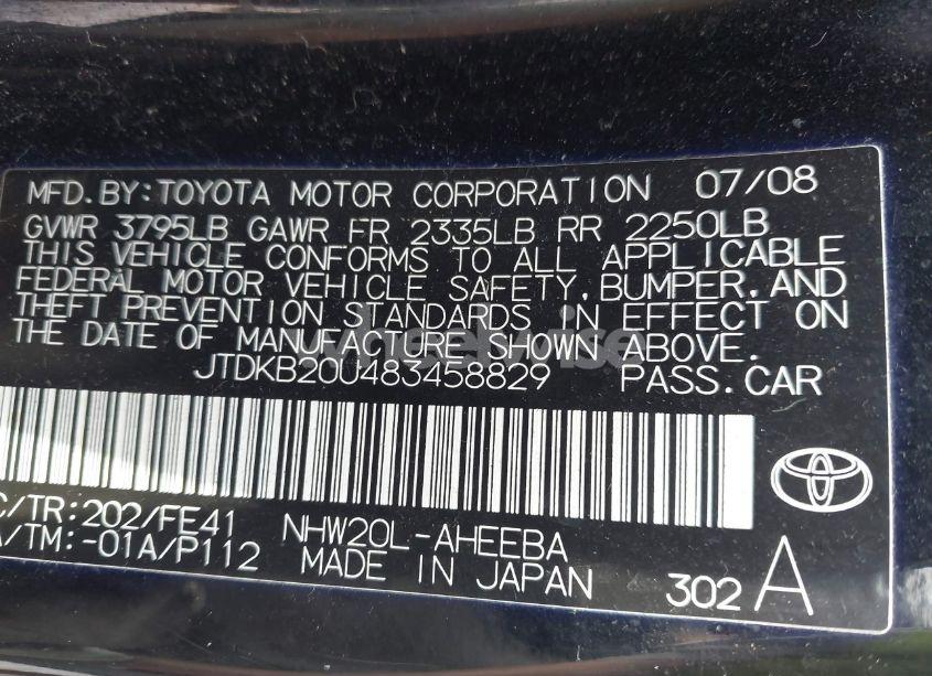 Photo 9 of 2008 Toyota Prius (VIN JTDKB20U483458829)