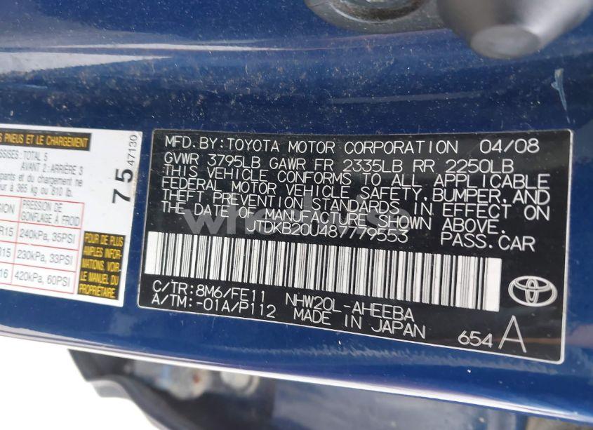 Photo 9 of 2008 Toyota Prius (VIN JTDKB20U487779553)