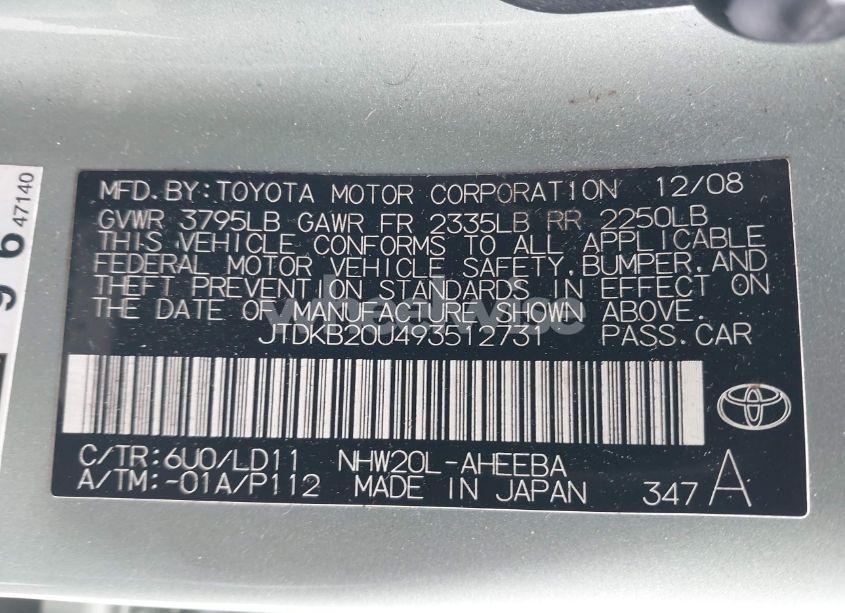 Photo 9 of 2009 Toyota Prius TOURING (VIN JTDKB20U493512731)