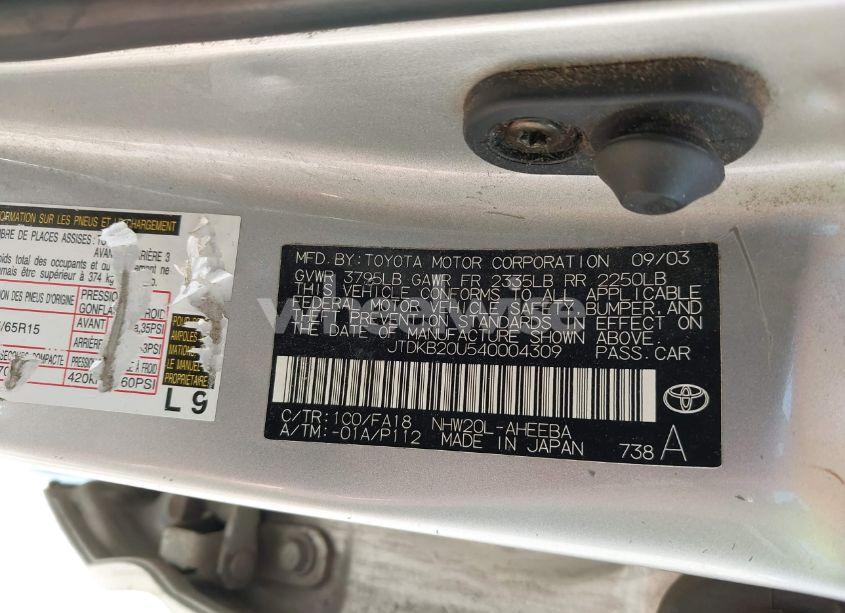 Photo 9 of 2004 Toyota Prius (VIN JTDKB20U540004309)