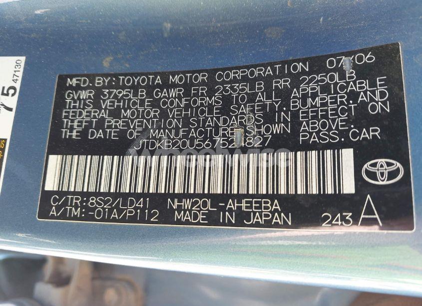 Photo 9 of 2006 Toyota Prius (VIN JTDKB20U567524827)